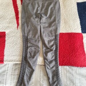 Fabletics Heather Gray Leggings with Textured Black Panels